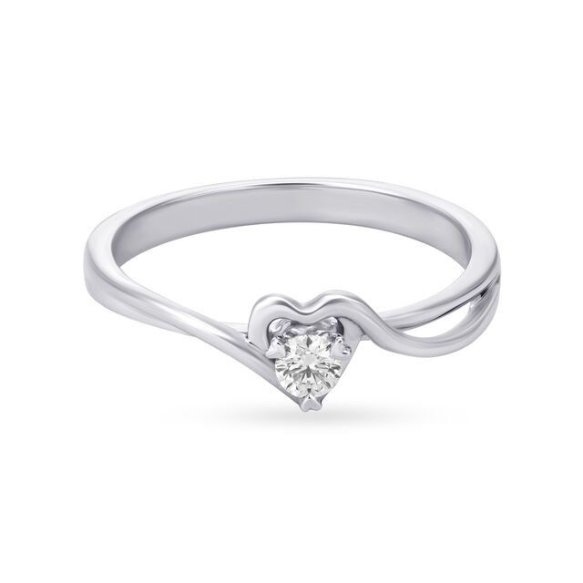 Romantic 950 Platinum And Diamond Heart Ring,,hi-res 2