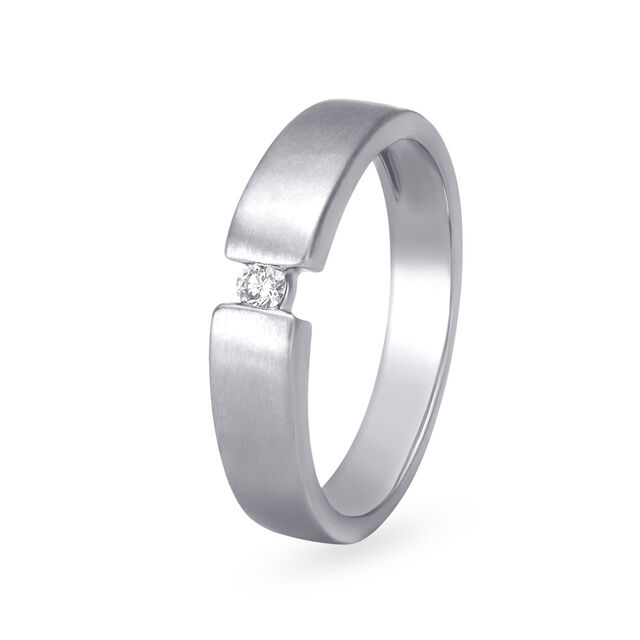 Sleek Platinum Diamond Finger Ring