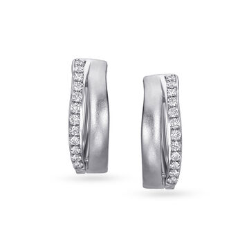 Graceful 950 Platinum And Diamond Huggie Earrings
