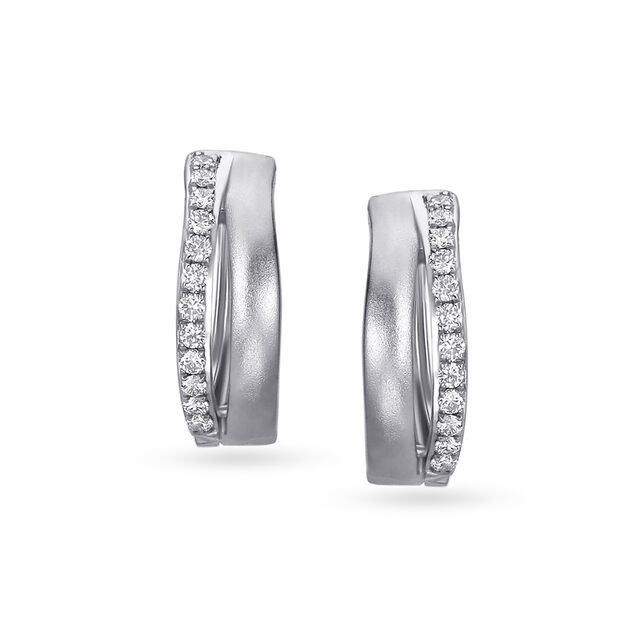 Graceful 950 Platinum And Diamond Huggie Earrings,,hi-res 