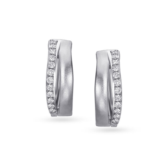 Graceful 950 Platinum And Diamond Huggie Earrings 