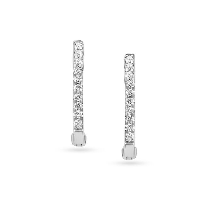 Glistening Platinum and Diamond Hoop Earrings
