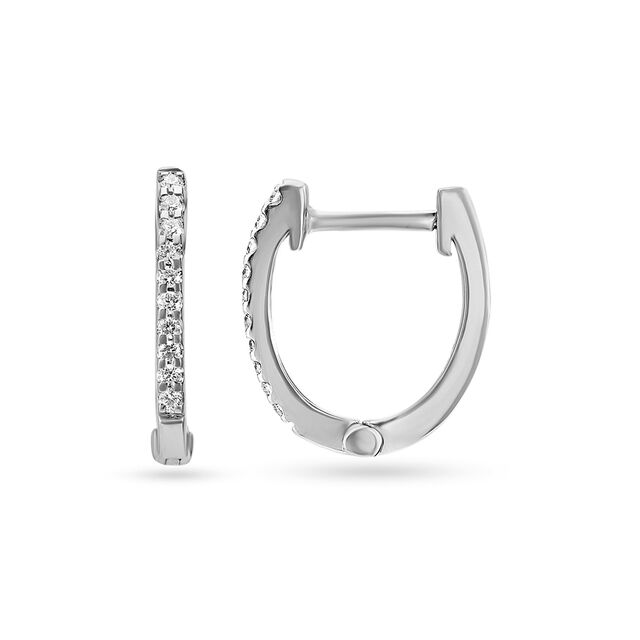 Glistening Platinum and Diamond Hoop Earrings