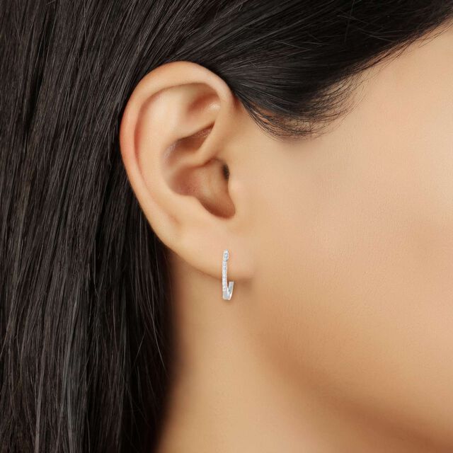 Glistening Platinum and Diamond Hoop Earrings