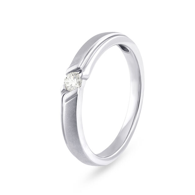 Sleek 950 Pure Platinum And Diamond Finger Ring,,hi-res