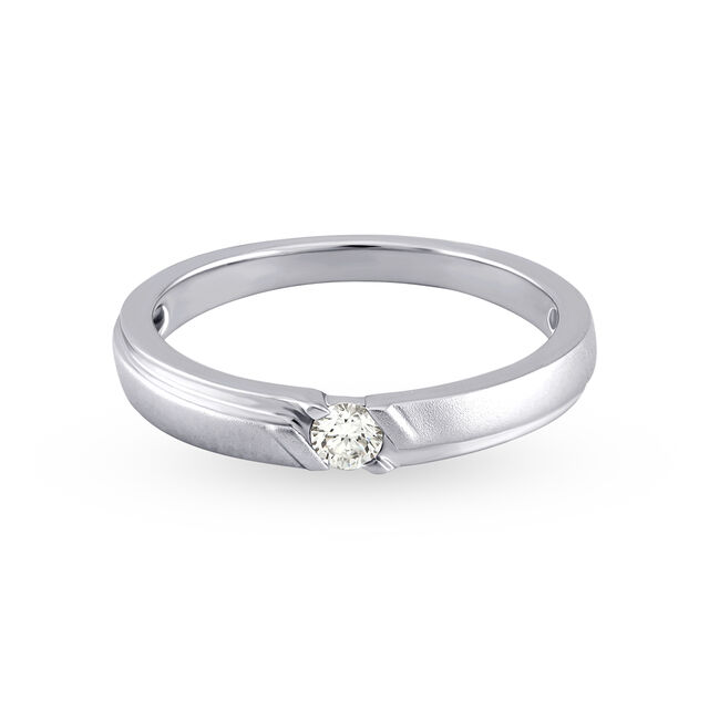Sleek 950 Pure Platinum And Diamond Finger Ring,,hi-res