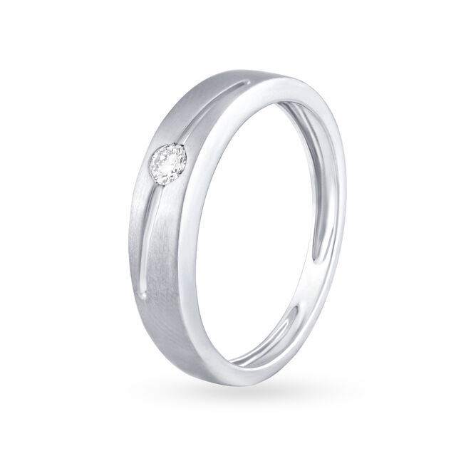 Sparkling Ridged Platinum and Diamond Ring,,hi-res