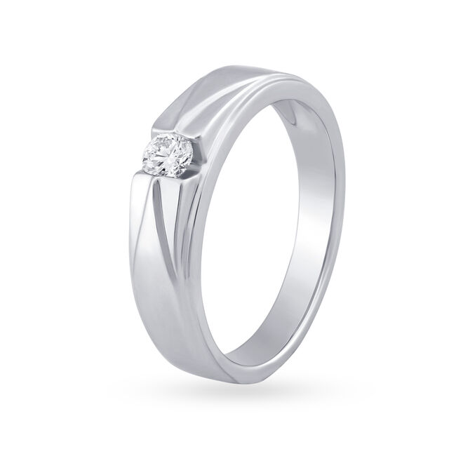 Classic 950 Karat White Gold And Diamond Finger Ring,,hi-res 