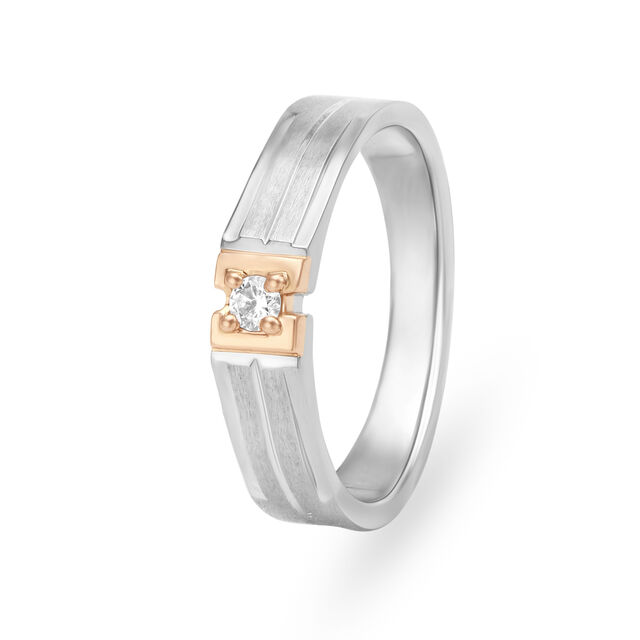 Sleek 950 Pure Platinum And Rose Gold And Diamond Finger Ring,,hi-res