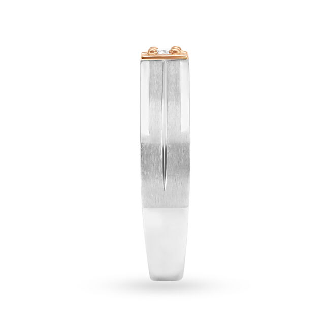Sleek 950 Pure Platinum And Rose Gold And Diamond Finger Ring,,hi-res