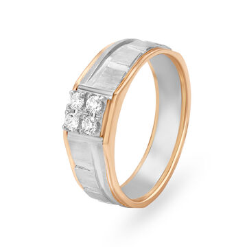 Dazzling 950 Karat Platinum And Rose And White Gold And Diamond Square Ring