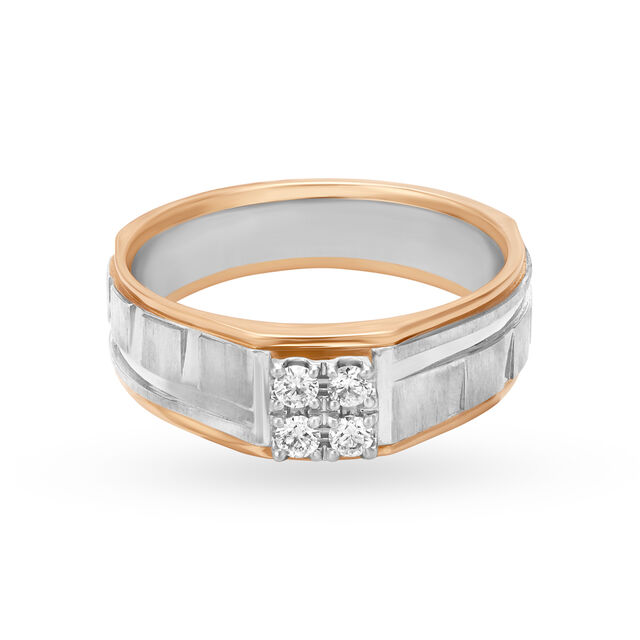 Dazzling 950 Karat Platinum And Rose And White Gold And Diamond Square Ring