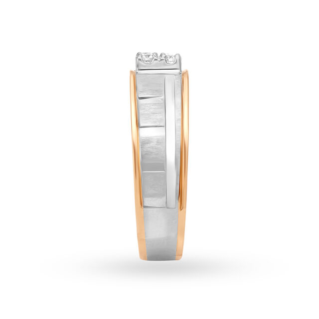 Dazzling 950 Karat Platinum And Rose And White Gold And Diamond Square Ring