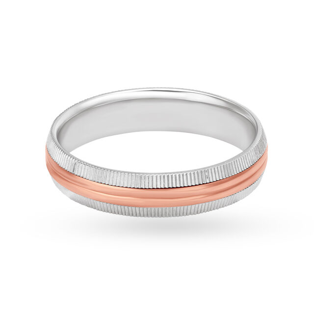 Edgy Platinum and Rose Gold Ring for Men,,hi-res