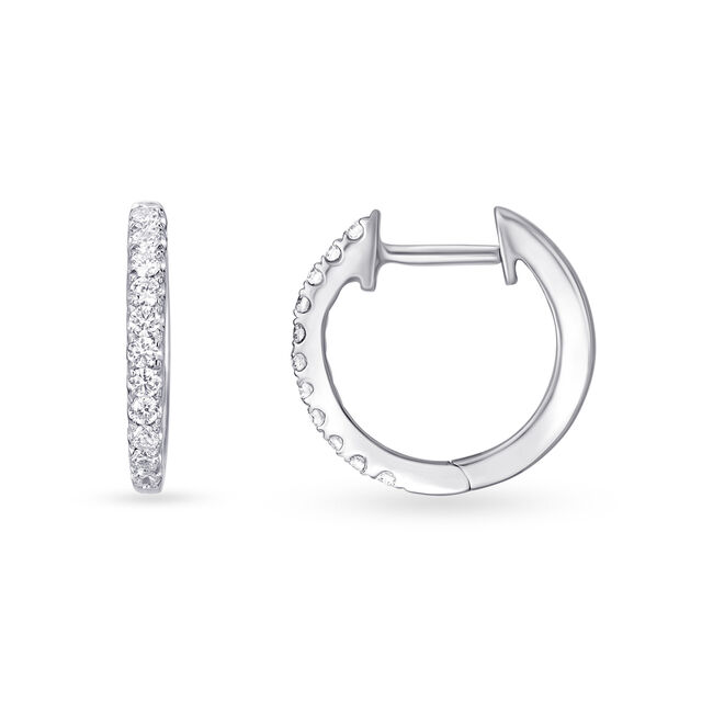 Chic Platinum and Diamond Hoop Earrings,,hi-res