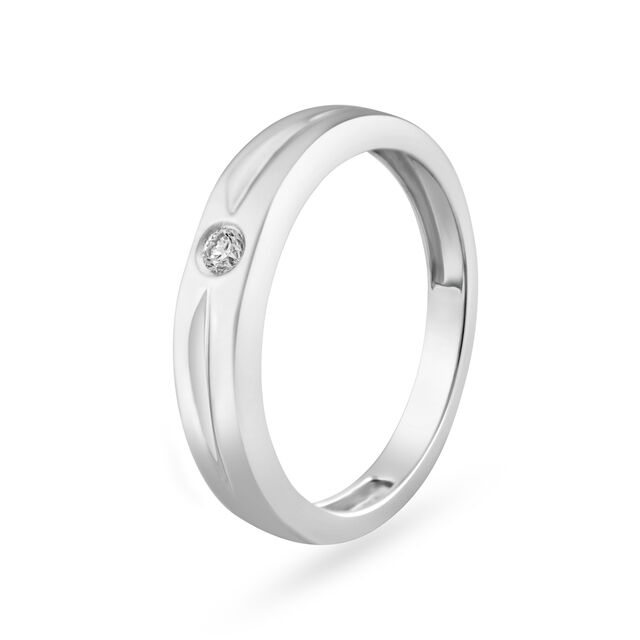 Minimalistic 950 Pure Platinum And Diamond Finger Band,,hi-res