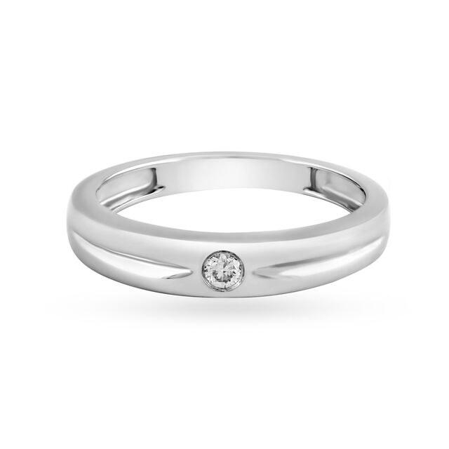 Minimalistic 950 Pure Platinum And Diamond Finger Band,,hi-res