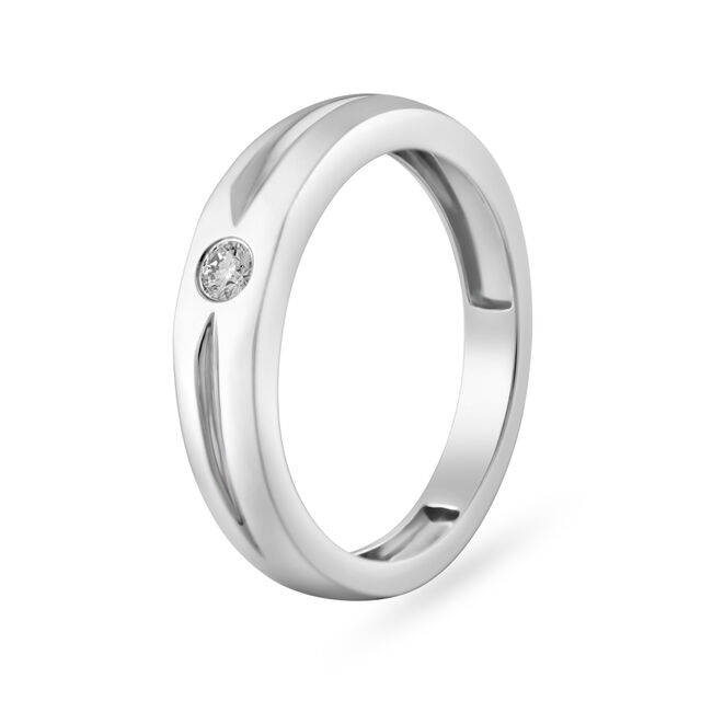 Chic Ridged Platinum and Diamond Ring,,hi-res
