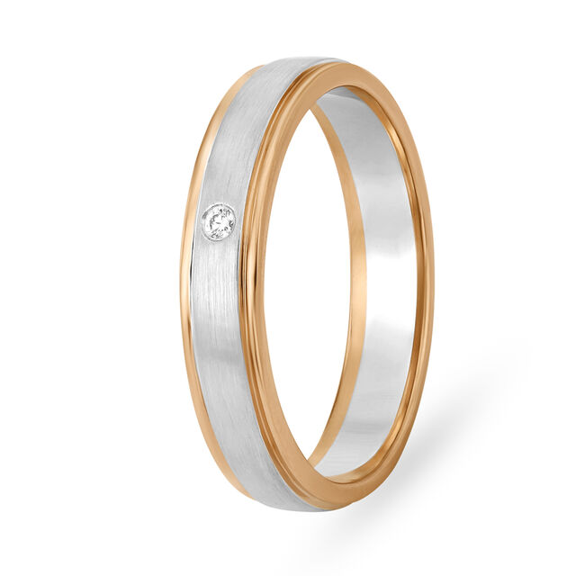 Glam 950 Pure Platinum And Rose Gold And Diamond Band Style Finger Ring
