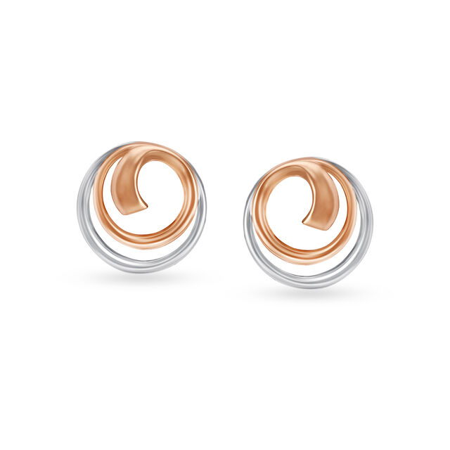 Elevating Two Toned Round Platinum Stud Earrings 