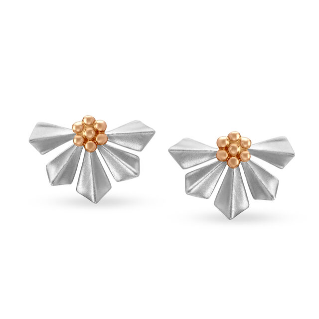 Floral Platinum Stud Earrings 
