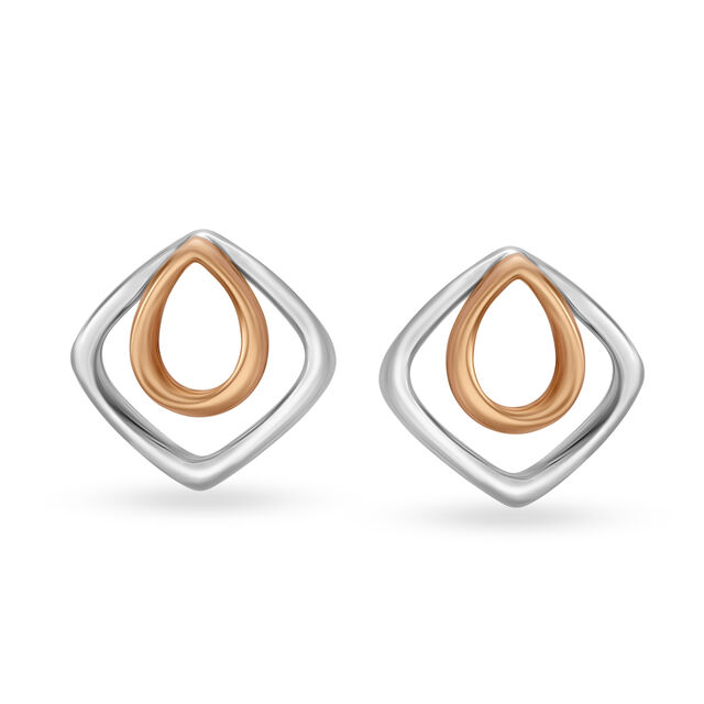 Classic Dual Quad Shape Platinum Earrings,,hi-res 