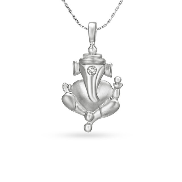 Single Stone Lord Ganesha Diamond Pendant 