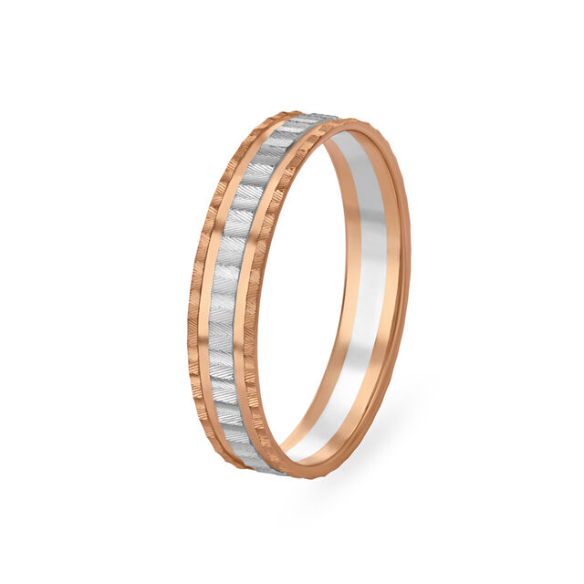Debonair 950 Karat Platinum And Rose Gold Etched Finger Ring