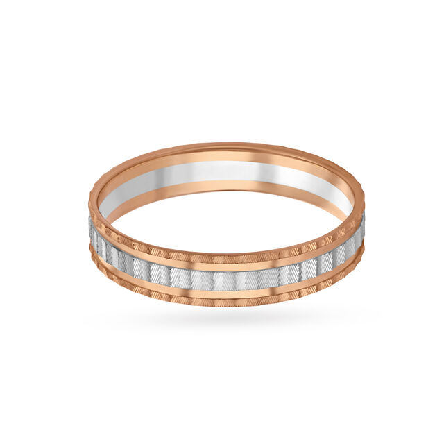 Debonair 950 Karat Platinum And Rose Gold Etched Finger Ring