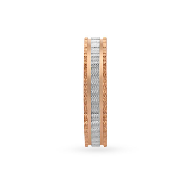 Debonair 950 Karat Platinum And Rose Gold Etched Finger Ring
