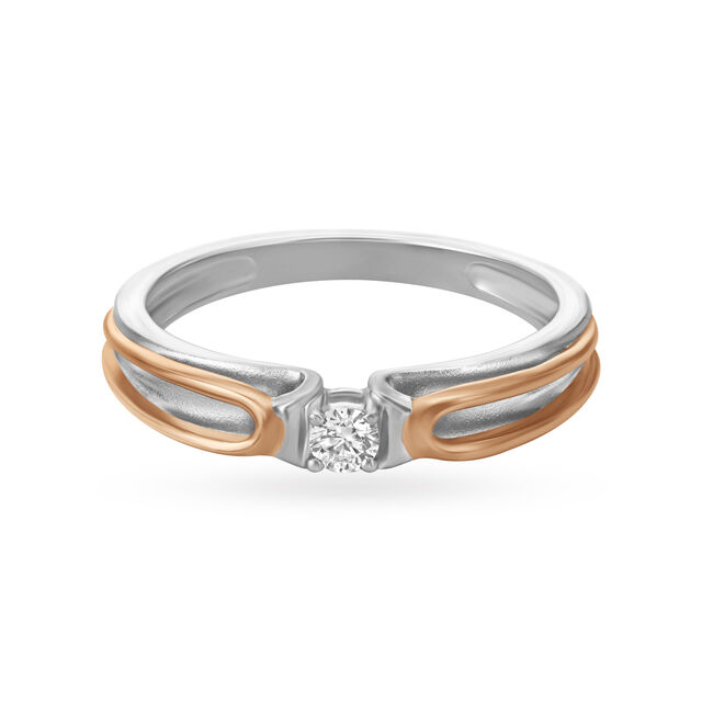 Modern Single Stone Platinum And Diamond Finger Ring