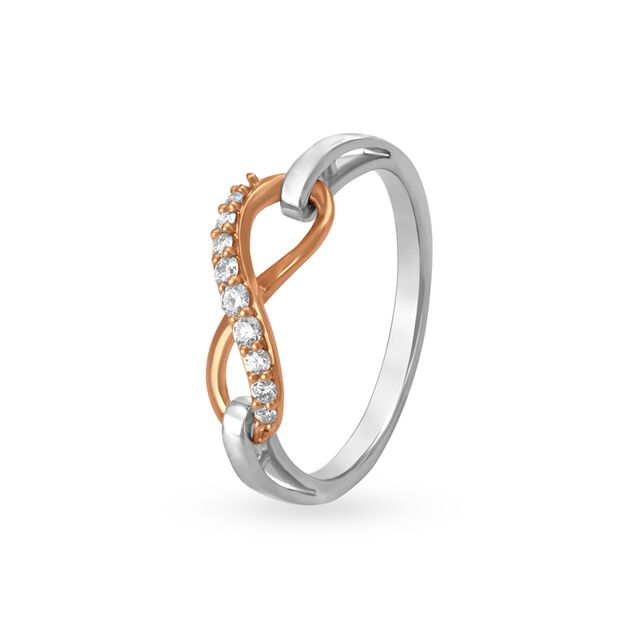 Timeless Platinum and Diamond Ring with Rose Gold,,hi-res
