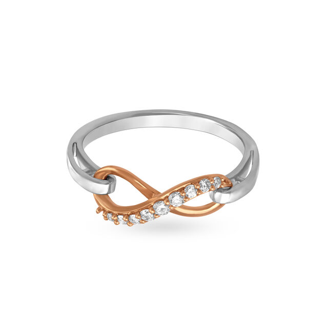 Timeless Platinum and Diamond Ring with Rose Gold,,hi-res