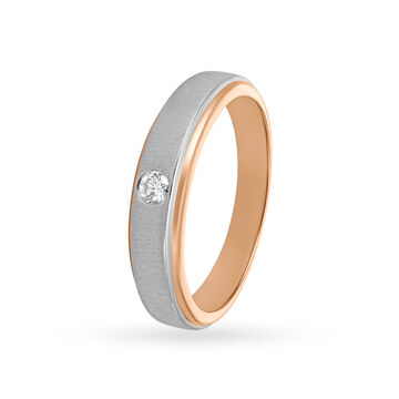 Sleek White and Rose Platinum Diamond Finger Ring