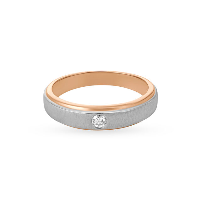 Sleek White and Rose Platinum Diamond Finger Ring
