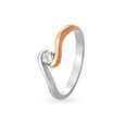 Classy Platinum and Diamond Ring with Rose Gold,,hi-res 