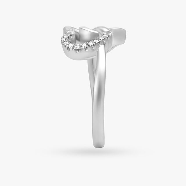 Heart Motif White Platinum Finger Ring