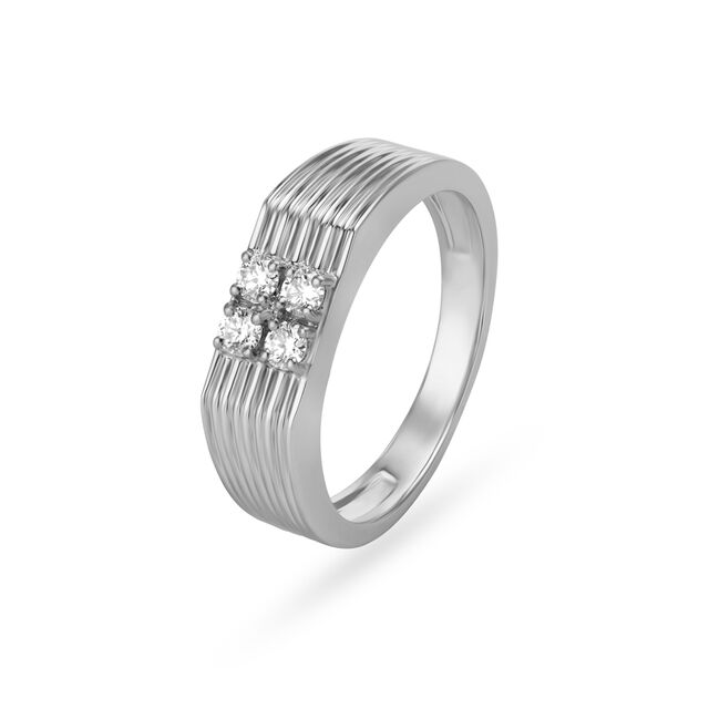 Textured Platinum Diamond Finger Ring