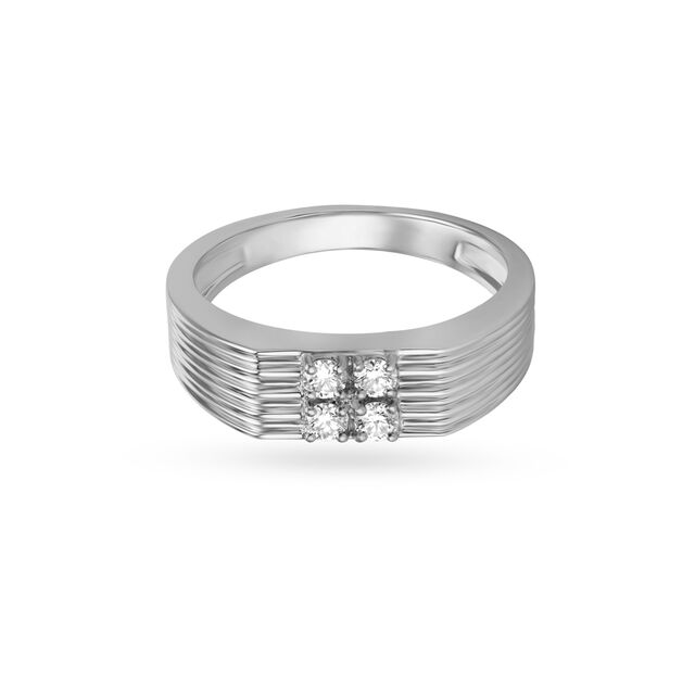 Textured Platinum Diamond Finger Ring