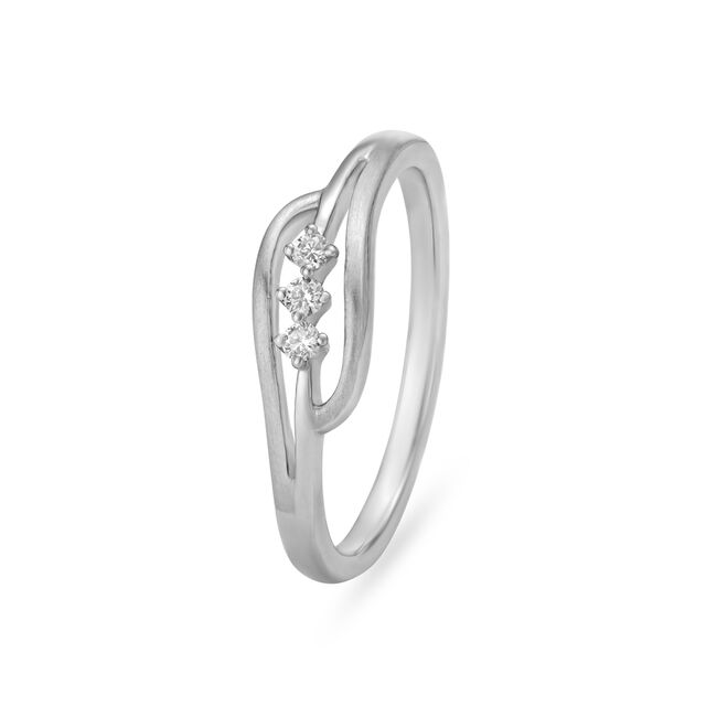 Wavy White Platinum Finger Ring