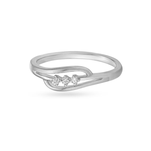 Wavy White Platinum Finger Ring