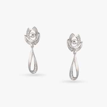 Whirlwind of Elegance Platinum Drop Earrings