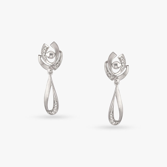 Whirlwind of Elegance Platinum Drop Earrings 