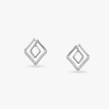 Contemporary Platinum Geometric Earrings