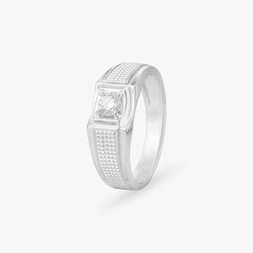 Regal Edge Solitaire Ring For Men