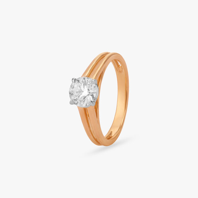 Golden Duet Solitaire Ring 