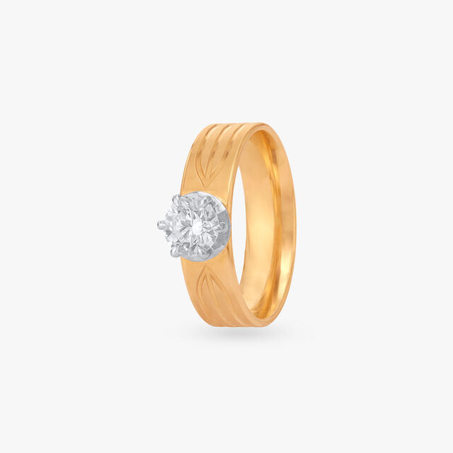 Regal Groove Solitaire Ring 