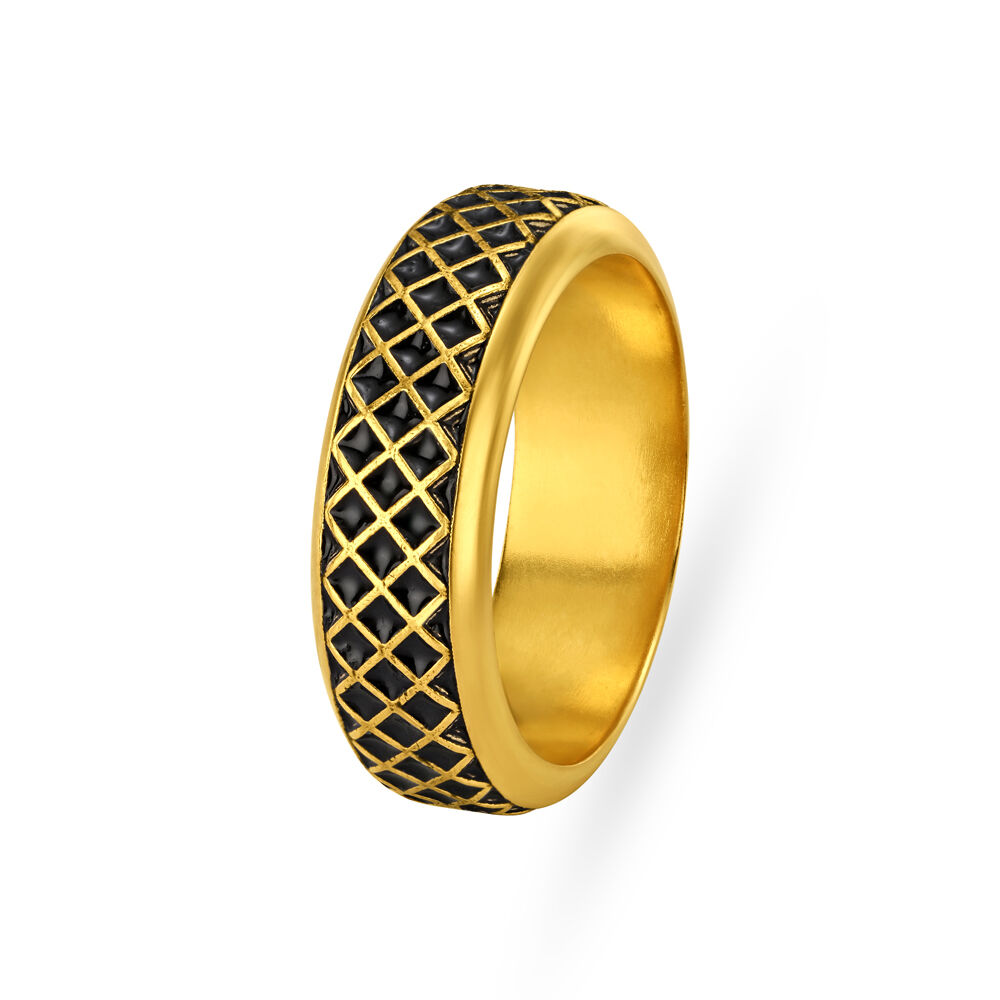 Simple 18 Karat Yellow Gold And Diamond Square Finger Ring