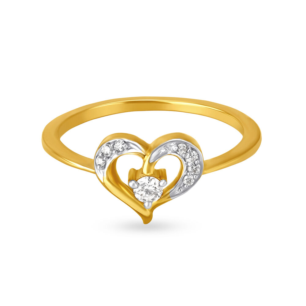 Romantic 18 Karat Yellow Gold And Diamond Heart Finger Ring