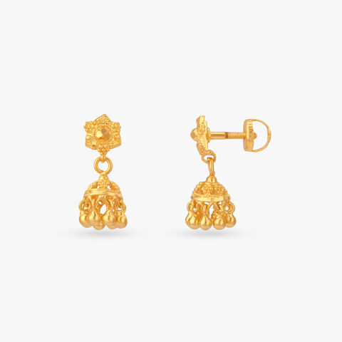 Royal Tassel Gold Jumka Earrings for Kids
